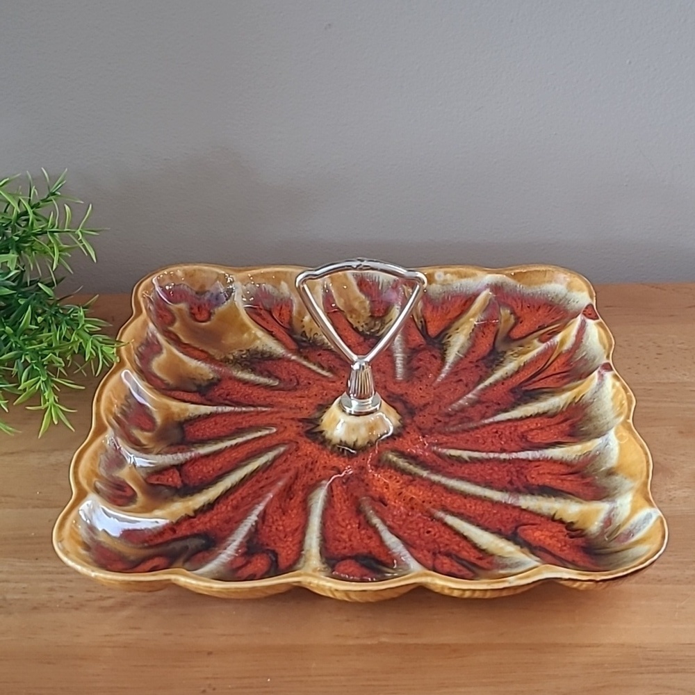 CALIFORNIA ORIGINALS POTTERY Vintage Abstract MCM Square Ceramic Serving Tray